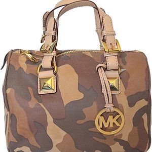 AUTHENTIC MICHAEL KORS Grayson Camo Leather Satchel Handbag. RARE!!!